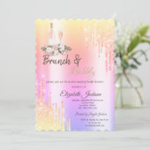Tropfens Brunch & Bubbly Ombre Brautparty Einladung (Stehend Vorderseite)