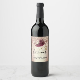 Tropfens Florals Rose Marsala Burgundy Wedding Weinetikett