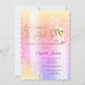 Tropfens Glass Brunch & Bubbly Ombre Brautparty Einladung (Vorderseite)
