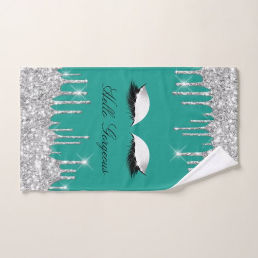 Tropfens Glitzer Effect Emmerald Lashe Hello Beaut Badhandtuch Set (Handtuch)