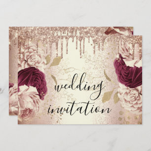 Tropfens Marsala Wedding Rose Gold Rose Burgund Einladung
