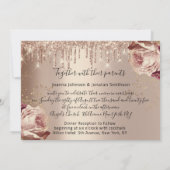 Tropfens Marsala Wedding Rose Gold Rose Einladung (Rückseite)