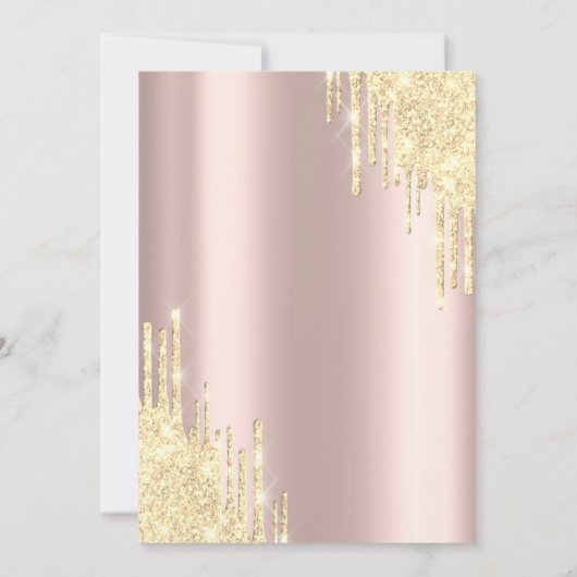 Tropfens Pearls Prosecco Rose Gold Brautparty Einladung (Rückseite)