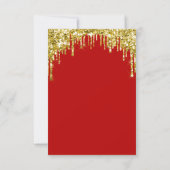Tropfens Red Gold Glitzer Bridal Sweet 16. Kleid Einladung (Rückseite)