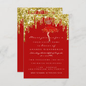 Tropfens Red Gold Glitzer Bridal Sweet 16. Kleid Einladung (Vorne/Hinten)