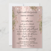 Tropfens Rose Gold Wedding Bridal Glitzer Florals Einladung (Rückseite)