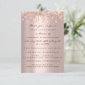 Tropfens Rosen Navy Brautparty Birthaday Party Einladung (Stehend Vorderseite)