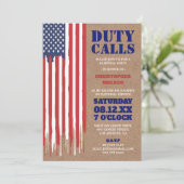 Tropfflagge | Rustikales militärisches Abschiedsfe Einladung (Stehend Vorderseite)