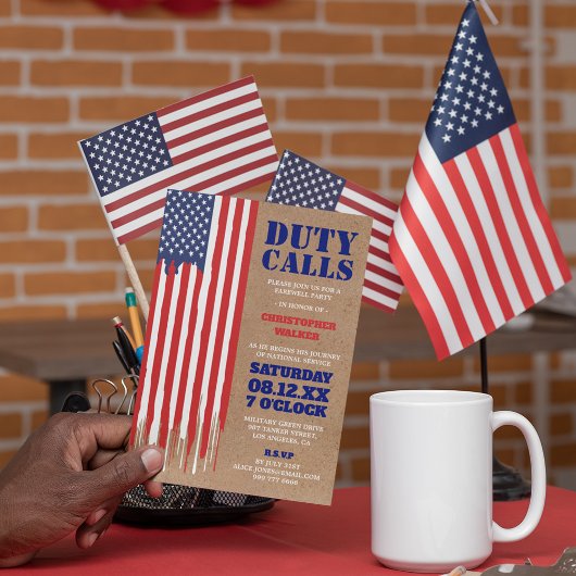 Tropfflagge | Rustikales militärisches Abschiedsfe Einladung