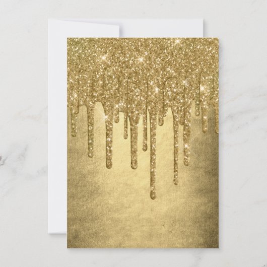 Tropfgold-Glitzer | Champagne 16 . Geburtstag Einladung (Rückseite)