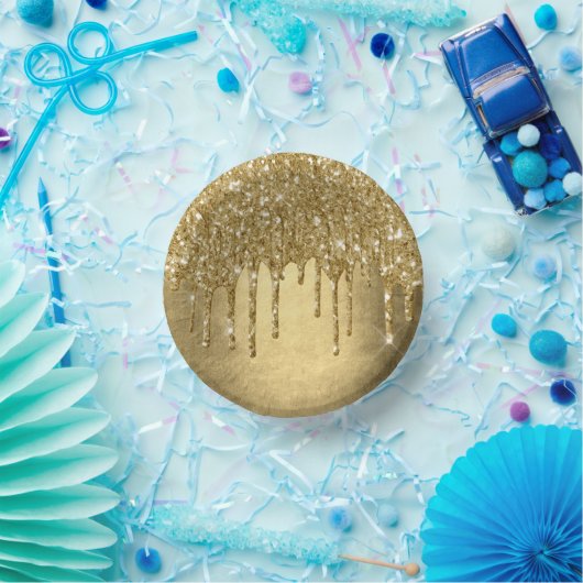 Tropfgold-Glitzer | Luxe Imitats Metallic Sparkle Pappteller (Party)