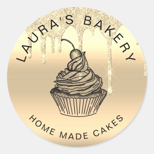 Tropfgoldkuchen Süßigkeiten Schokoladenbäckerei Runder Aufkleber (Vorderseite)