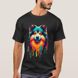 Tropfmalerei Isländischer Schafhund T-Shirt