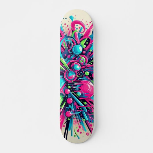 Tropfneon-Paint-Muster Skateboard (Vorne)