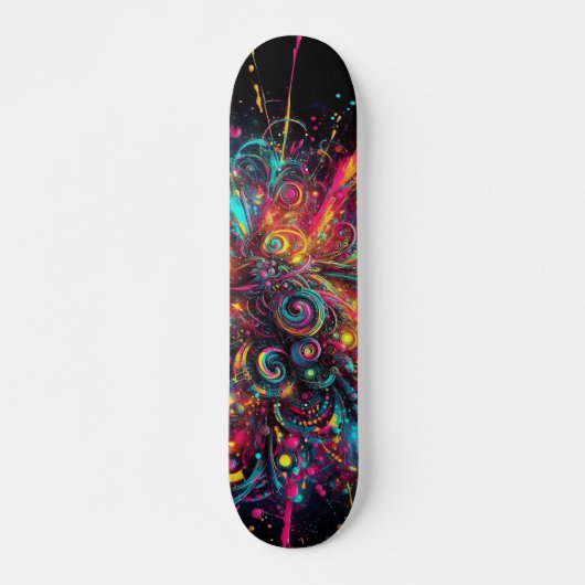 Tropfneon-Paint-Muster Skateboard (Vorne)