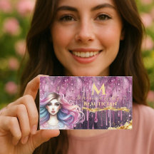 Tropfpastel Magenta Gold Monogram Beautician