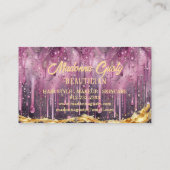 Tropfpastel Magenta Gold Monogram Beautician Visitenkarte (Rückseite)