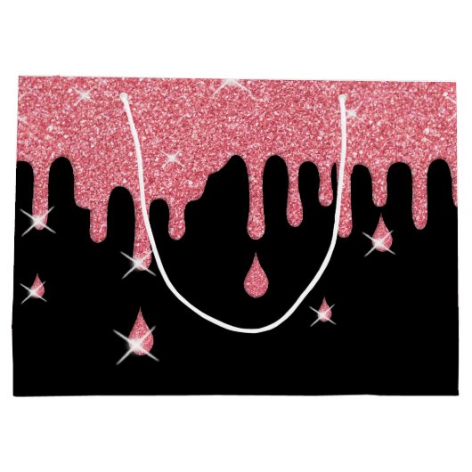 Tropfrosa Glitzer-Effekt & Glitzern Girly Große Geschenktüte (Rückseite)