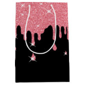 Tropfrosa Glitzer-Effekt & Glitzern Girly Mittlere Geschenktüte (Vorderseite)