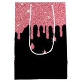 Tropfrosa Glitzer-Effekt & Glitzern Girly Mittlere Geschenktüte (Rückseite)