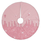 Tropfrosa Glitzer-Effekt und Glitzern Fleece Weihnachtsbaumdecke (Vorderseite)