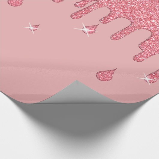 Tropfrosa Glitzer-Effekt und Glitzern Geschenkpapier (Ecke)