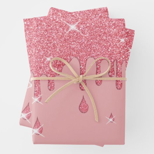 Tropfrosa Glitzer-Effekt und Glitzern Geschenkpapier Set (Beispiel)