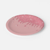 Tropfrosa Glitzer-Effekt und Glitzern Pappteller (Schrägansicht)