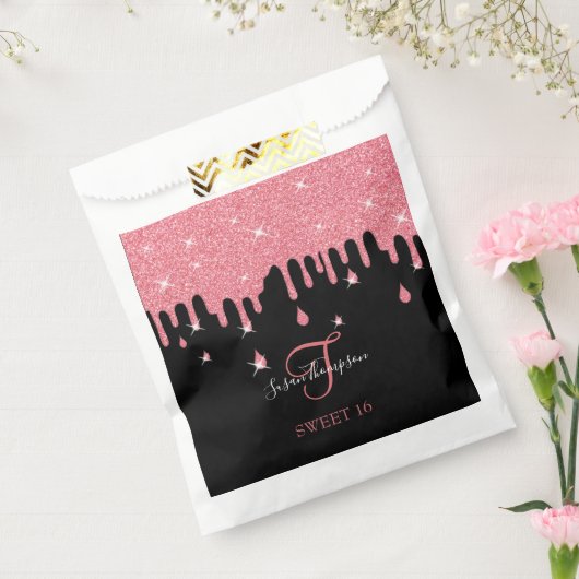 Tropfrosa Glitzer Glitzern Girly Sweet 16 Geschenktütchen (Versiegelt)