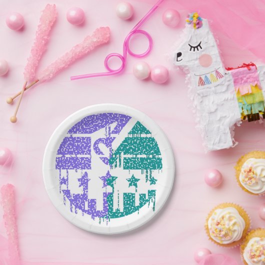 Tropfspekeln - Farbenfrohe Konvergenz Pappteller (Party)