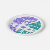 Tropfspekeln - Farbenfrohe Konvergenz Pappteller (Schrägansicht)