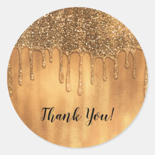 Tropft in Gold Honig Glitter Sweet 16 Party Runder Aufkleber