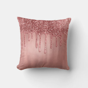 Tropft in Roségold Glitter Hübsche rosa Tropfen Kissen