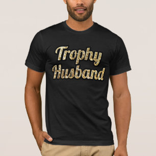 Trophäe-Ehemann-Schwarzes und Gold Glittery T-Shirt