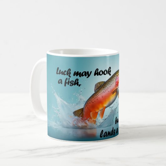 Trophäe Regenbogenforelle, die aus dem Wasser spri Kaffeetasse (Vorderseite Links)