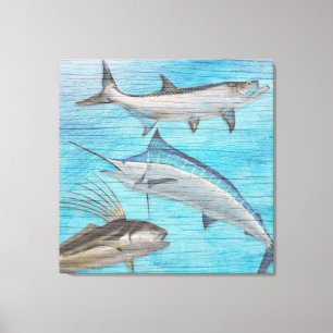 Trophäe Salzwasserfisch Tarpon Hahnfisch Marlin Leinwanddruck