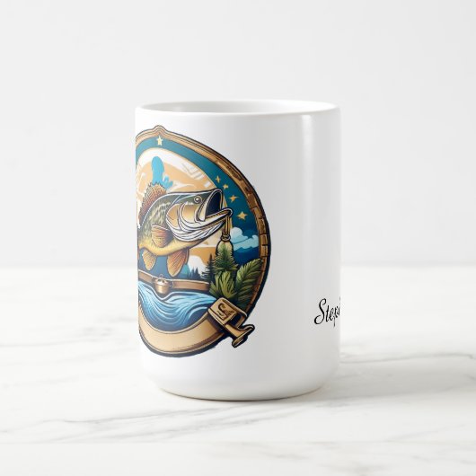 Trophy-Barsch springt zum Abendessen Kaffeetasse (Mittel)