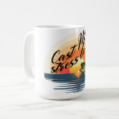 Trophy Bass Fishing Graphic Cast More, stress less Kaffeetasse (Vorderseite Links)