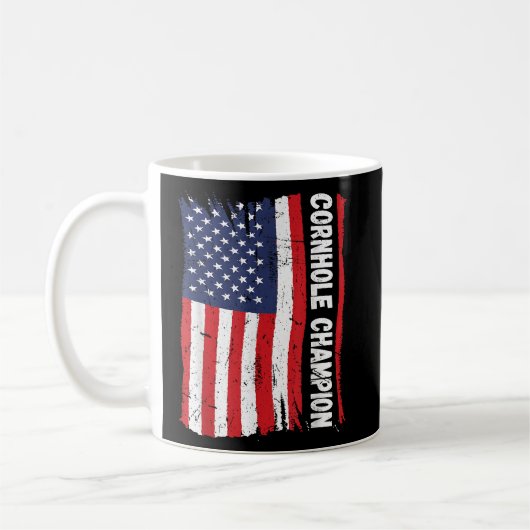 Trophy Champion Fun Bean Bag Cornhole Player Flag Kaffeetasse (Links)