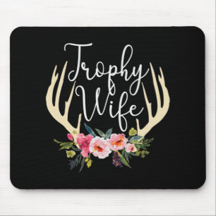 Trophy Ehefrau Niedliche Hirschantler Blume Jäger Mousepad