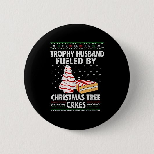 Trophy Ehemann angefeuert von Christmas Tree Cakes Button (Vorderseite)