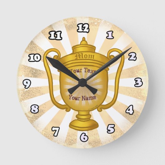 Trophy-Mama Runde Wanduhr (Vorderseite)
