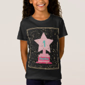 Trophy & Name Black Pink Star Girly Modern T-Shirt (Vorderseite)