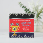 Trophy & Race Flags Party Einladungen (Stehend Vorderseite)