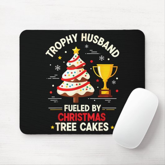 Trophy Retro Husband Fueled By Christmas Tree Cake Mousepad (Mit Mouse)