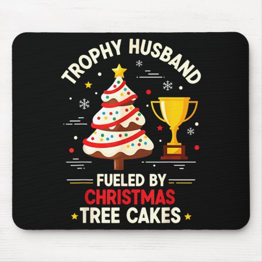 Trophy Retro Husband Fueled By Christmas Tree Cake Mousepad (Vorne)