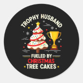 Trophy Retro Husband Fueled By Christmas Tree Cake Runder Aufkleber (Vorderseite)