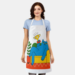 Trophy-Style Blue Cat Lounger - Apron Schürze
