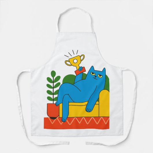 Trophy-Style Blue Cat Lounger - Apron Schürze (Vorderseite)