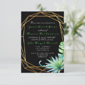 Tropic Aqua Black Birthday Party Gerahmt Einladung (Stehend Vorderseite)